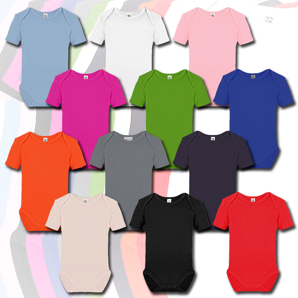 Babybody Kurzarm unbedruckt Top Qualität verschiedene Farben NEU 100/% Baumwolle