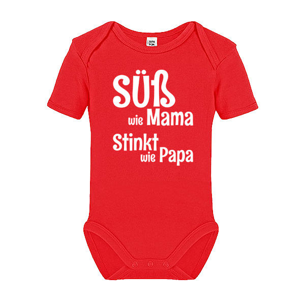 Baby T-Shirt kurzarm Babyshirt Süß wie Mama Stinkt wie Papa Spruch lustig 